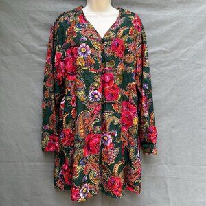 Victoria’s Secret Paisley Floral 100% Silk Kimono Shirt Tunic Size Large